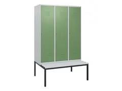 locker met bank,HxBxD 1950x1200x815mm,3vak,vak B 400mm,cil.-slot