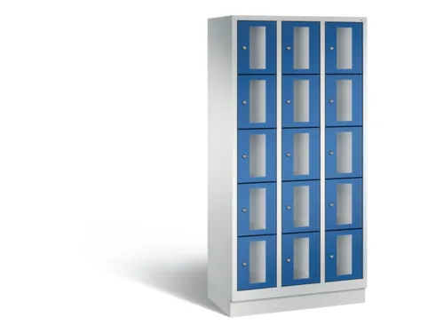Lockerkast 1800x900x500mm 3x5 vakken Cilinderslot, Sokkel, RAL5010