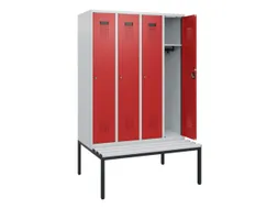 locker met bank,HxBxD 1950x1200x815mm,4vak,vak B 300mm,cilinderslot