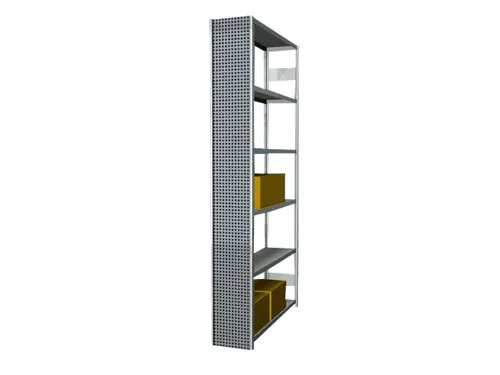 zijwand,v. inhaakstelling,HxD 2500x300mm,staal,RAL7035,perforatieplaat