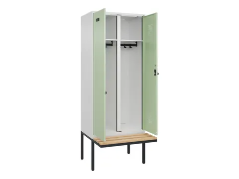 locker met bank,voor scheiding van kleding,HxBxD 2120x800x815mm,2vak