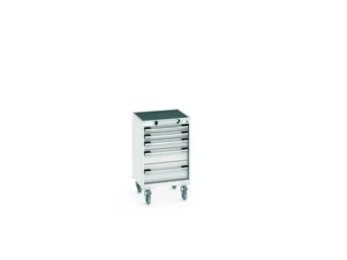 ladekast verrijdbaar 880x525x525mm 5laden RAL7035 front RAL7035