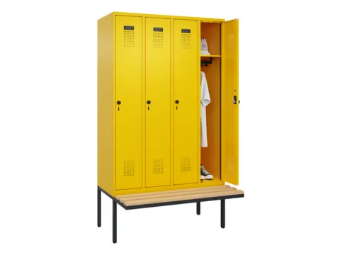 locker met bank,HxBxD 2120x1200x815mm,4vak,vak B 300mm,draaigrendel