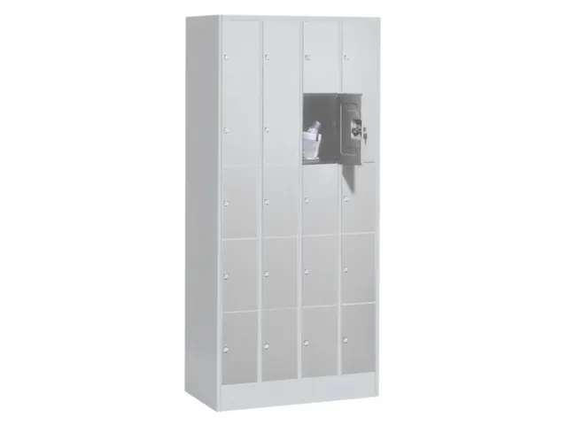 lockerkast,HxBxD 1950x900x480mm,4x5vakken,romp RAL7035,front RAL7035