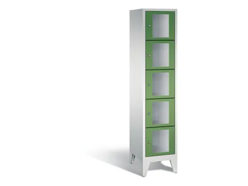 Lockerkast 1850x420x500mm 1x5 vakken Cilinderslot Poten, RAL6011