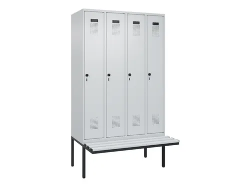 locker met bank,voor scheiding van kleding,HxBxD 2120x1200x815mm,4vak