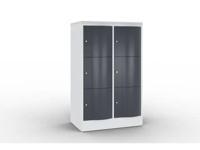 lockerkast cil.slot 1255x770x540mm 2x3 vakken RAL7035 front RAL7021