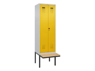 PBM-locker met bank,HxBxD 2120x600x815mm,2vak,vak B 300mm,draaigrendel - 2