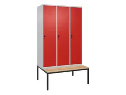 locker met bank,HxBxD 2120x1200x815mm,3vak,vak B 400mm,draaigrendel