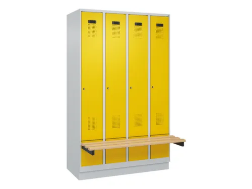 locker met bank,HxBxD 1950x1200x815mm,4vak,vak B 300mm,cilinderslot