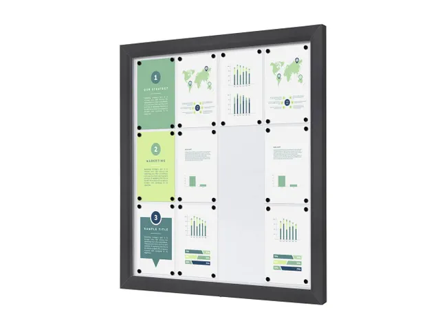 Outdoor Lockable Showcase Slim 12xA4 Antraciet