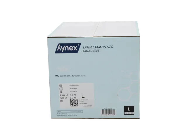 Handschoen Hynex latex L wit 5g 100 stuks