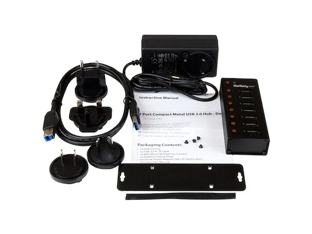 7-poorts USB 3.0 hub metalen desktop en wandmonteerbare USB hub