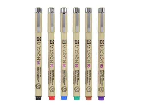 Fineliner Sakura Pigma Micron 05 basic set 6 kleuren
