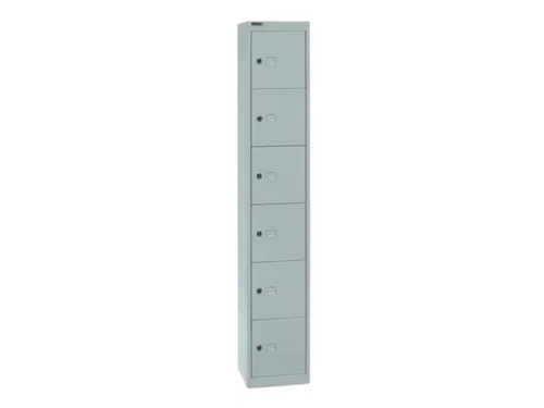 lockerkast,HxBxD 1802x305x305mm,1x6vakken,cil.-slot,romp lichtgrijs