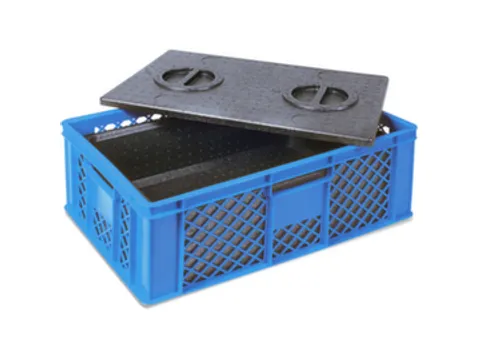 Euronorm-stapelbak,m. isoleerbox,HxLxB 240x600x400mm,20l,PE,blauw