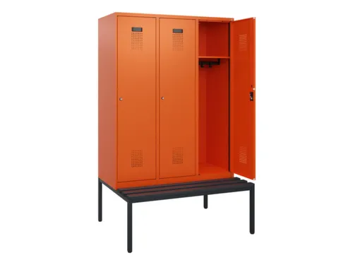 locker met bank,HxBxD 1950x1200x815mm,3vak,vak B 400mm,cilinderslot