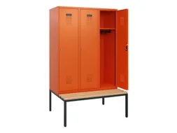 locker met bank,HxBxD 1950x1200x815mm,3vak,vak B 400mm,cilinderslot