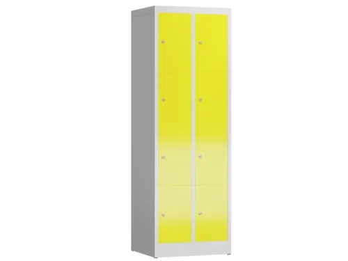 Lockerkast 1800x590x500mm 2x4 vakken cilinderslot, sokkel, RAL1018