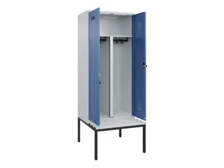 PBM-locker met bank,HxBxD 2120x800x815mm,2vak,vak B 400mm,draaigrendel - 1