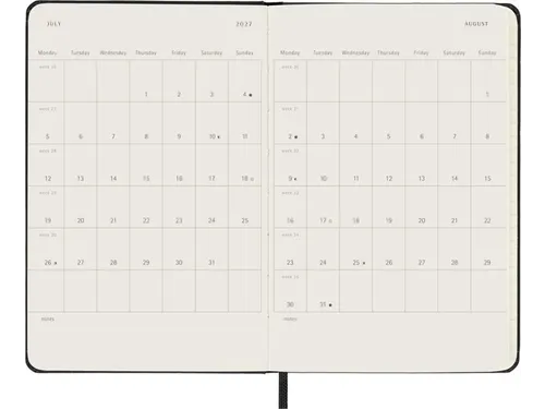 Agenda 2027 Moleskine 12M Weekly 7dag/2pagina's pocket hc black