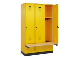 locker met bank,HxBxD 1950x1200x815mm,3vak,vak B 400mm,draaigrendel
