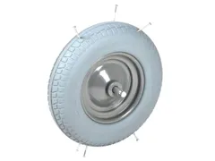 kruiwagenwiel,draagverm. 200kg,Ø 400mm,aslengte 150mm,PU-banden