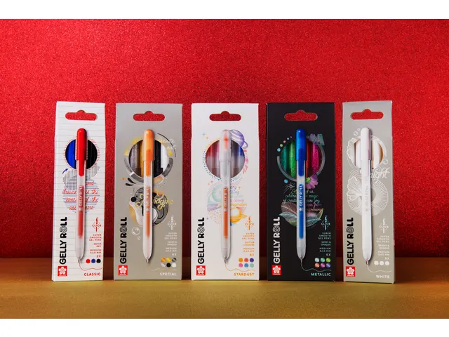 Stylo gel Sakura Gelly Roll Stardust 08 rétractable set 10 couleurs