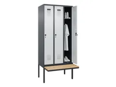 locker met bank,HxBxD 2120x900x815mm,3vak,vak B 300mm,draaigrendel