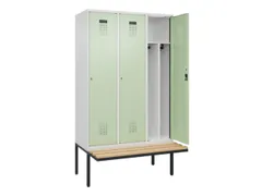 locker met bank,voor scheiding van kleding,HxBxD 2120x1200x815mm,3vak
