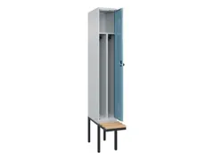 locker met bank,voor scheiding van kleding,HxBxD 2120x300x815mm,1vak