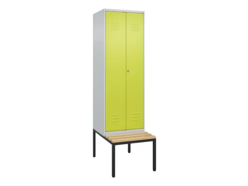 PBM-locker met bank,HxBxD 2120x600x815mm,2vak,vak B 300mm,cil.-slot