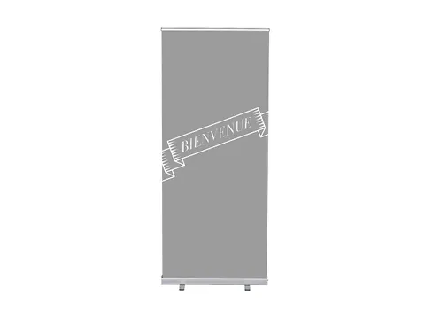 Roll-Banner 85x200 complete set met print "Bienvenue" Grijs