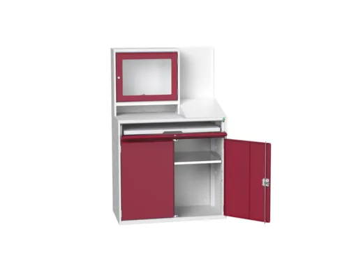 pc-kast monitorvak 1650x1050x550mm toetsenbordblad RAL7035+RAL3004