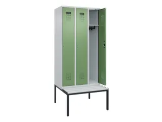locker met bank,HxBxD 2120x900x815mm,3vak,vak B 300mm,cilinderslot - 1