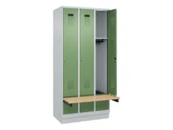 locker met bank,HxBxD 1950x900x815mm,3vak,vak B 300mm,cilinderslot