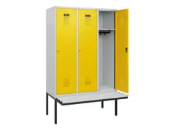 locker met bank,HxBxD 1950x1200x815mm,3vak,vak B 400mm,cilinderslot