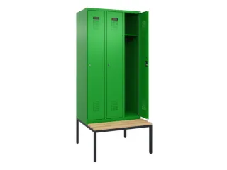 locker met bank,HxBxD 2120x900x815mm,3vak,vak B 300mm,cilinderslot - 1
