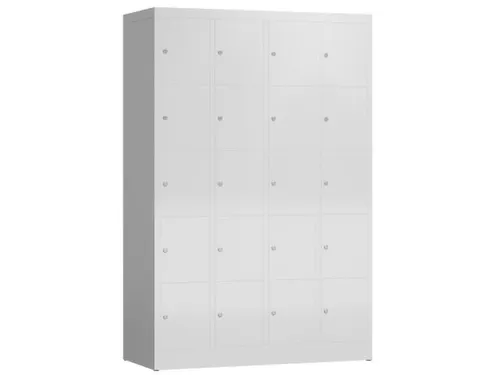 Lockerkast 1800x1185x500mm 4x5 vakken cilinderslot, sokkel, RAL7035