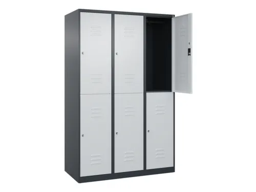 dubbeldekse locker,HxBxD 1850x1200x500mm,3x2vak.,vak B 400mm,cil.-slot