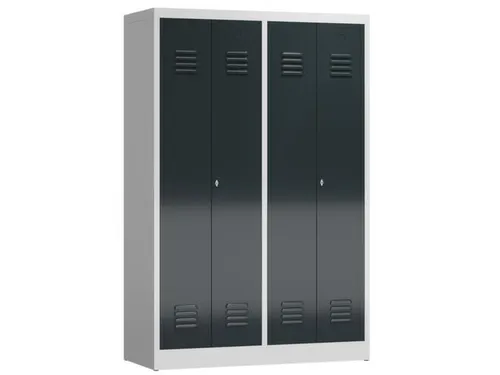 garderobekast HxBxD 1800x1185x500mm 4vak klink RAL7035 RAL7016