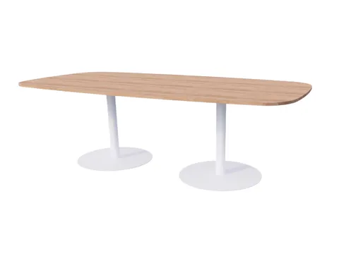 Linesto vergadertafel 240x120 deens ovaal hav/kers 25mm wit