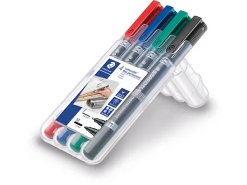 Lumocolor permanent marker duo, 4 stuks in assorti