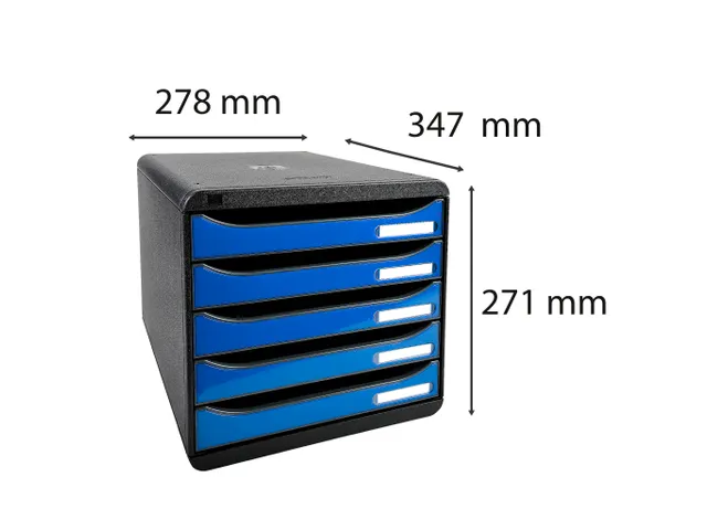 Module de classement Big Box Plus 5 tiroirs Iderama - Bleu glacé bril