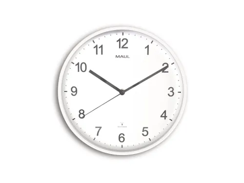 Wandklok MAUL Sprint RC Ø30x5cm kunststof wit/wit incl batterij
