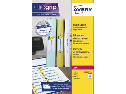 elastomapetiket Avery 134x11mm wit 25 vel 24 etiketten per vel