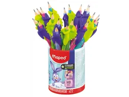 Grafietpotlood Maped Kidy Learn met gum en vingerhulp pot à 22 stuks