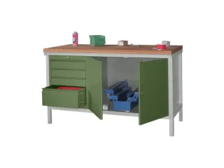 werkbank,HxBxD 900x1500x700mm,onderstel/romp RAL7035,front RAL6011 - 2