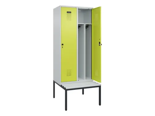 locker met bank,voor scheiding van kleding,HxBxD 2120x800x815mm,2vak