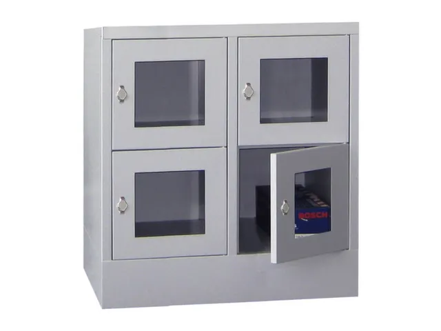 lockerkast,HxBxD 855x800x500mm,2x2vakken,RAL7035,front RAL7035